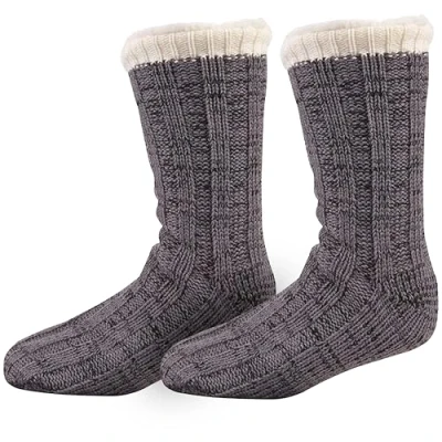 Image of Sock Stack Mens Chunky Slipper Socks Non Slip Gripper Lounge For Him 4.9 TOG Thermal Winter Gift UK 6 11, Grey