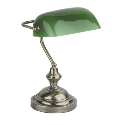 Image of Banker Lamp Green, Antique Gold, E27