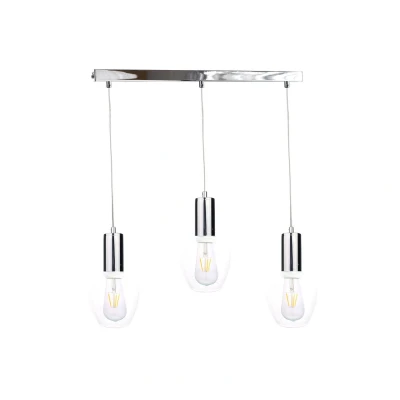 Image of Verre Bar Pendant Ceiling Light Silver, 60cm, 3x E27