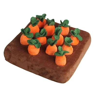 Image of Lonsy Dog Carrot Plush Toy Vegetable Chew Pull the Game Puppy Garden Stuffed Smart Puzzle Food Interactive for Cats Pet IQ Training, 12Pcs