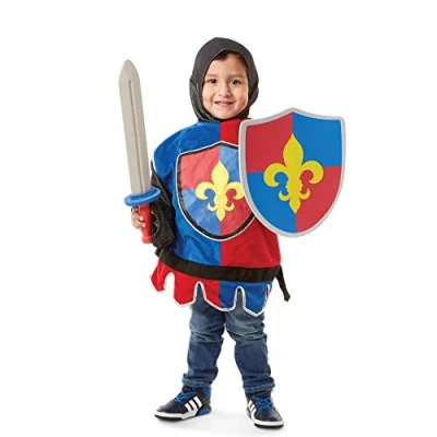 Image of Melissa &amp; Doug Knight Role Play Costume Dress Up Set (4 pcs) Kids Pretend Halloween 3+ Gift for Boy or Girl