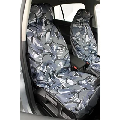Image of Carseatcover UK® URBAN GREY Camouflage Camo Waterproof Car Seat Covers 2 x Fronts