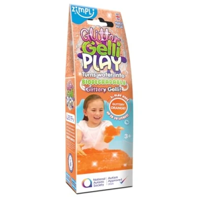 Image of Glitter Gelli Play Orange from Zimpli Kids, Magically turns Water into thick, colourful goo, Children&#039;s STEM Educational Toy, Outdoor &amp; Indoor Sensory Gift, Messy Tray Toys, Toddler