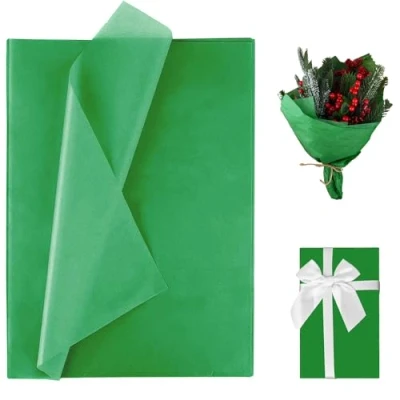 Image of Jwssor Green Tissue Paper,Christmas Paper,20sheets Xmas Paper,50x35cm Packing Gift Paper for Bags Christmas Crafts Birthday Party