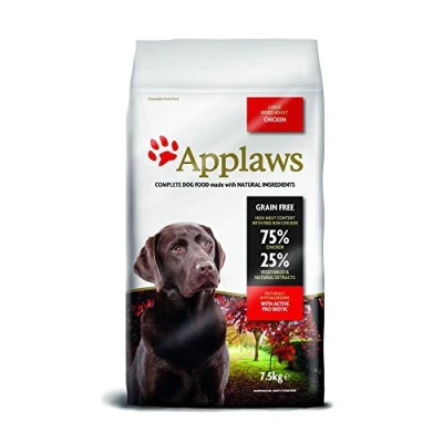 Image of Applaws Natural, Complete and Grain Free Dry Dog Food for Adult Large Breed Dogs, Chicken, 7.5 kg Bag