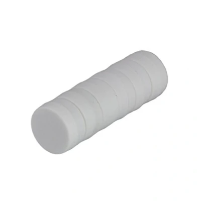 Image of Magnetastico® 6x Strong neodymium magnets with protective coating White colour &amp; size 12x6 mm coloured office Perfect mini magnet for fridge, whiteboard glass magnetic board