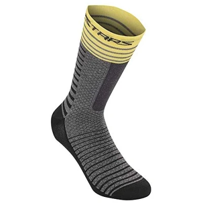 Image of Alpinestars Socks Drop 19 Mid Gray Yellow Small 2020