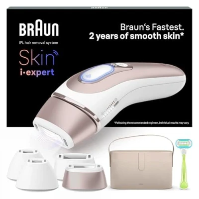 Image of Braun Pulsed Light Skin i·Expert Smart IPL, Hair Removal at Home, Free App, Case, Venus Razor, 4 Heads, PL7387