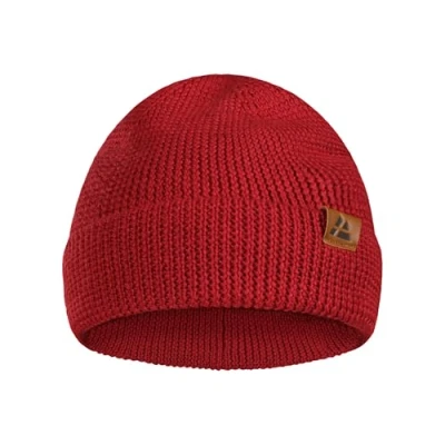 Image of DANISH ENDURANCE Merino Wool Beanie Hat, Thermal Autumn Winter Hats, Fisherman Beanie, Knit, for Men and Women, Unisex, Red, One Size