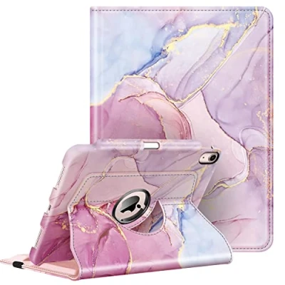 Image of Fintie Rotating Case for iPad Air 5th Generation (2022) / 4th (2020) 10.9 Inch with Pencil Holder 360 Degree Stand Cover Auto Sleep/Wake, Glittering Marble