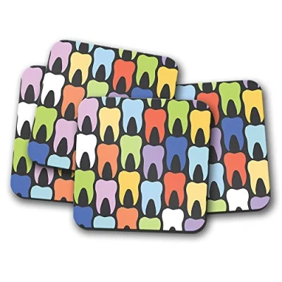 Image of 4 Set Teeth Coaster Tooth Dentist Dental Nurse Fun Funky #8769