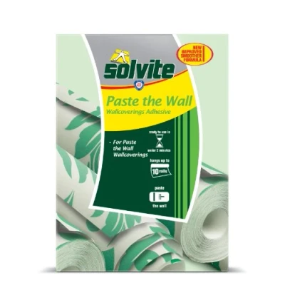 Image of Solvite Paste the Wall, Wallcoverings Adhesive, Ready to Use in Under 2 Minutes, Hangs up 10 Rolls, 474g