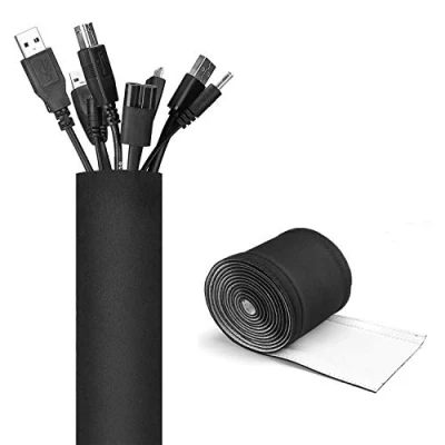 Image of JOTO Cuttable Wire Hider Cable Tidy Management Sleeve, 330 cm, Adjustable Cord Sorter Organizer, Wrap Cover, for Desk TV PC Computer Office Home Small