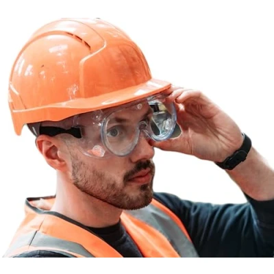 Image of GRAFF CITY PPE Safety Goggles Clear Protective Eyewear for Construction, Carpentry, DIY, Lab work, Protects Against Liquid Splashes, Dust &amp; Debris Anti Fog Vents, Scratch UV Resistant (10)