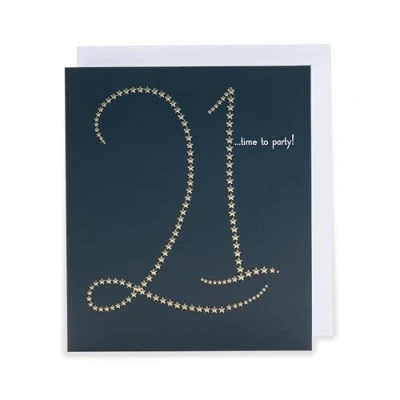 Image of UK Greetings 21st Birthday Card for Him/Her/Friend Starry Design