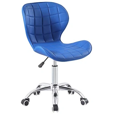 Image of Charles Jacobs Swivel Office Chair with Chrome Base Wheels and Adjustable Height in Blue