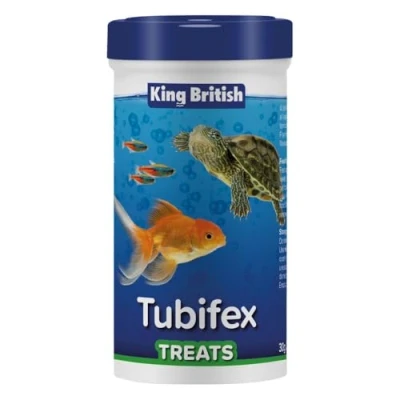 Image of King British Tubifex Treats 30g Delicious, Natural, Complementary For All Aquarium Fish, Turtles, &amp; Terrapins Freeze Dried Worms Rich in Protein Fat