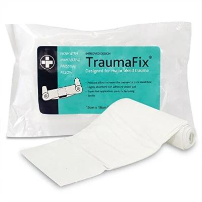 Image of Reliance Medical Traumafix Sterile Dressing Pad, High Absorbency, Ideal for Trauma Care and Major Bleed Trauma, Single Unit, 15cm W x 18cm