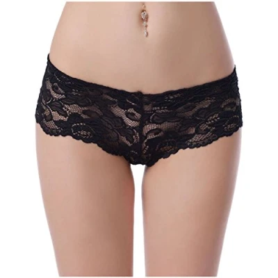 Image of New Womens Lace French Knickers/Ladies Boy Shorts Briefs (16 18, Black)