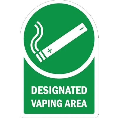 Image of Designated vaping area, cut out sticker 1mm flexible Plastic sign (200mm x 150mm)