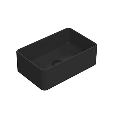 Image of nuie NBV479 Luxe Vessel Modern Bathroom Rectangular Countertop Basin Sink, 120 x 365 235mm, Matt Black
