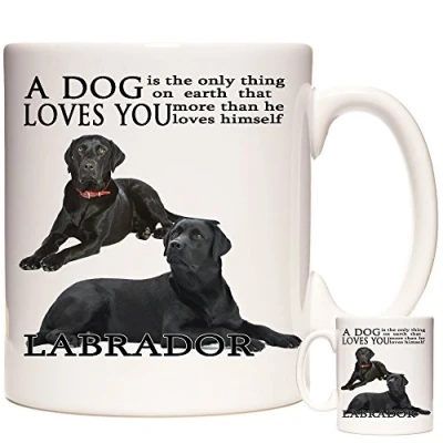 Image of KAZMUGZ Black Labrador Mug, A Dog Loves You. 11oz ceramic Mug. Photo Coffee Gift for Owners