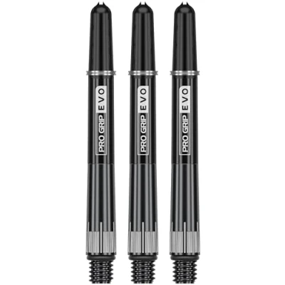 Image of TARGET Darts Raymond van Barneveld Pro Grip EVO Chrono Titanium Shafts, Set of 3 Professional Dart Accessories, Shaft Sets, Pack Length: Medium (47.7mm)