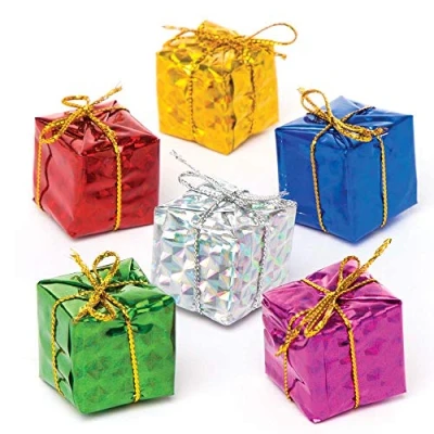 Image of Baker Ross AR828 Mini Present Christmas Decoration Crafting Embellishments, Pack of 24, Assorted