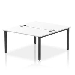 Image of Impulse Bench B2B 2 Person 1400 Black Frame Office Desk White