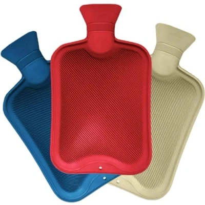 Image of SKYTE® Pack of 3 Hot Water Bottles Natural Rubber Bottle 500 ml Red Cream Blue Bag for Pain Relief Secure &amp; Leakproof