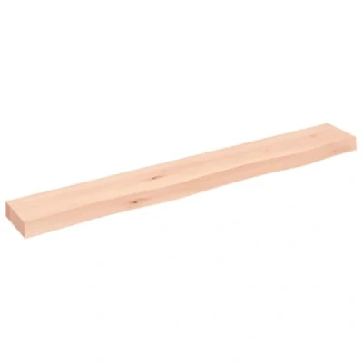 Image of vidaXL Wall Shelf in Rustic Style: Untreated Solid Oak Wood, Versatile Use as Cabinet Top/Desk Top/Table Top, Handmade with Live Edge, Natural Brown, Dimensions 80x10x4cm