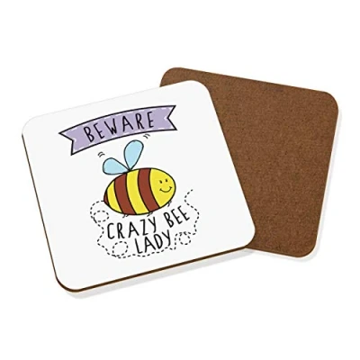 Image of Beware Crazy Bee Lady Coaster Drinks Mat