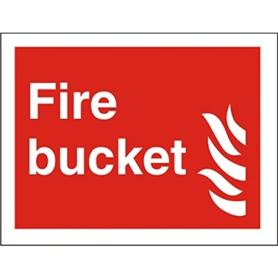 Image of Seco Fire Bucket &amp; Sign, 200mm x 150mm Self Adhesive Vinyl