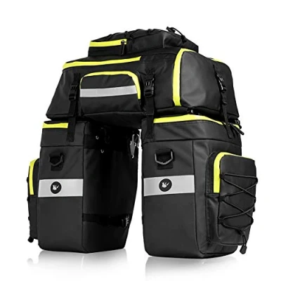 Image of PELLOR 75L MTB Bike Pannier Bags Rear Bag Waterproof 3 in 1 Bicycle with Rain Cover (Green)