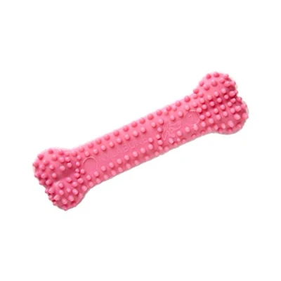 Image of Nylabone Gentle Puppy Teething Dental Chew Toy Bone with Nubs &amp; Ridges, Chicken Flavour, Pink, XS, for Puppies Up to 7 kg