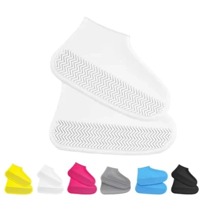 Image of Affectionk Anti Slip Waterproof Shoe Covers, Covers Silicone, Cycling, Reusable (S,White)