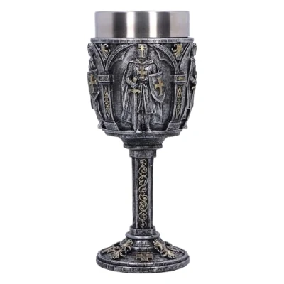 Image of Nemesis Now Galant Silver Knight Goblet 19.7cm, Resin, Silver, Cast in The Finest Expertly Hand Painted
