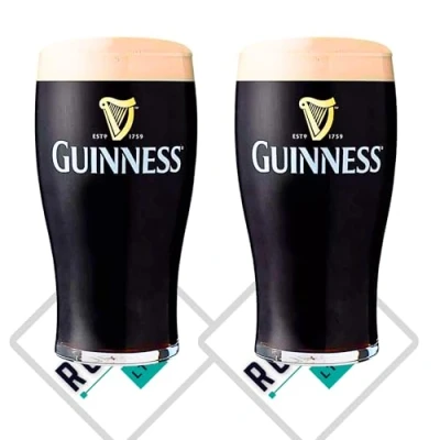 Image of Guinness Pint Glass Glasses Tulip X2 Roxley Lager Beer Man Cave