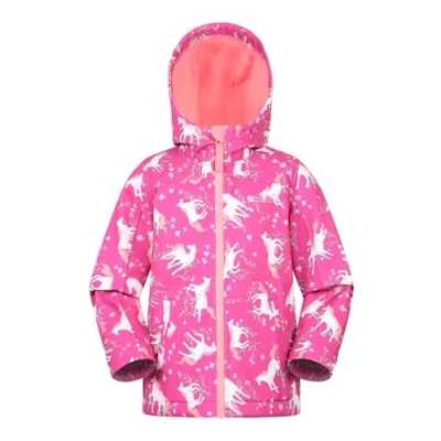 Image of Mountain Warehouse Exodus Kids Softshell Jacket Breathable, Wind &amp; Water Resistant, Fleece Lined Coat For Boys Girls Autumn, Winter, Hiking Outdoors Pink Size 9 10 Years