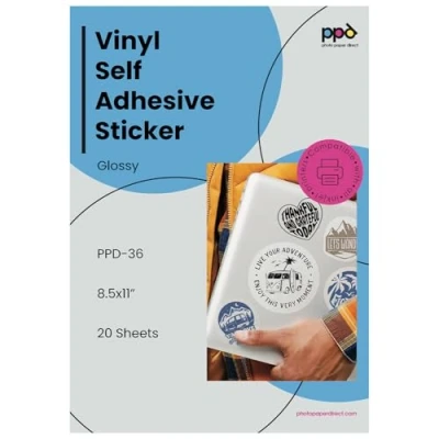 Image of PPD 20 Sheets A4 Inkjet Printable Glossy Self Adhesive Vinyl Sticker Paper Waterproof 36