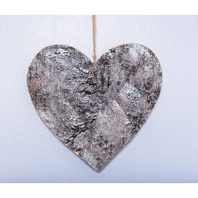 Image of SHATCHI 20cm Heart Shape Birch Bark Wooden Christmas Tree Wall Door Wreath Ceiling Hanging Xmas Home Decorations, Wood