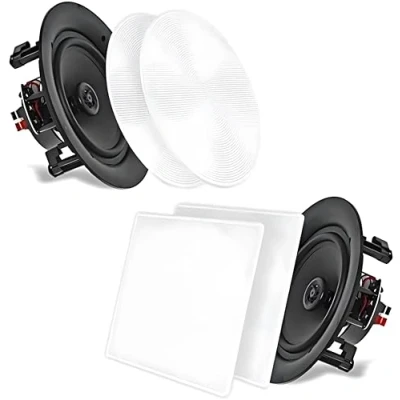 Image of Pyle 5.25&#039;&#039; In Wall/In Ceiling Dual Speakers (Pair) 2 Way Woofer Speaker System 1/2 Polymer Tweeter Flush Mount w/ 80Hz 20kHz Frequency Response 150 Watts Peak 8 Ohm Rating (Black)