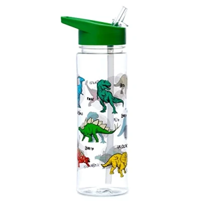Image of Puckator Dinosauria Kids Drinks Bottle With Flip Straw Reusable Water For Girls And Boys A Carry Handle Bpa Free School Nursery Cute Dinosaur Design Pp 550ml