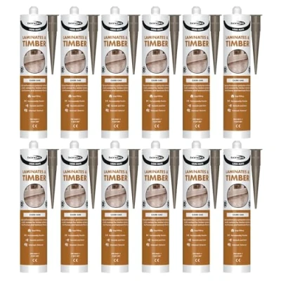 Image of Bond It LAMI MATE Flexible Sealant &amp; Gap Filler 12x Dark Oak, 285ml Premium for Timber Laminate Flooring Paintable Stainable Non Shrinking Interior Exterior Use