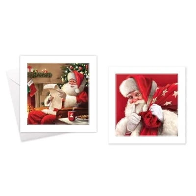 Image of Tallon Festive Wonderland Square Xmas Christmas Cards, Box of 10, Assorted Designs (XC0101 Trad Santa)