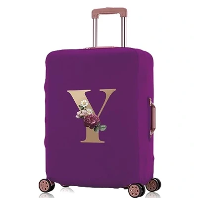Image of Printed Design Travel Trolley Case Cover Protector Washable Suitcase Luggage Storage Covers for 18 28 inch (purple gold Y, M (22 25 Luggage))