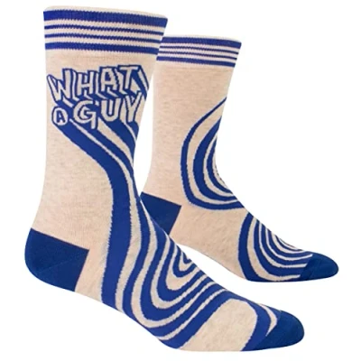 Image of Blue Q Men&#039;s Funny Novelty Crazy Crew Socks with Sayings (fit shoe Size 7 12), What a Guy, One