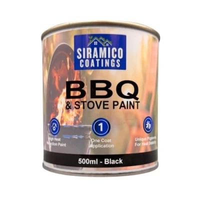 Image of SIRAMICO COATINGS BBQ &amp; Stove Paint High Temperature 1000c (Black, 500ml)