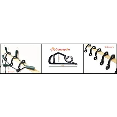 Image of Concept4u 50 Black External Light Gutter Hooks Christmas Decoration Home Garden Hanging Clips Hangers