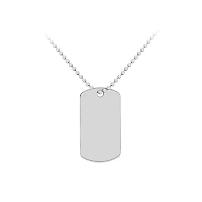 Image of Tuscany Silver Unisex Sterling Single Dog Tag Ball Chain Necklace of 51cm/20&#039; Engraving